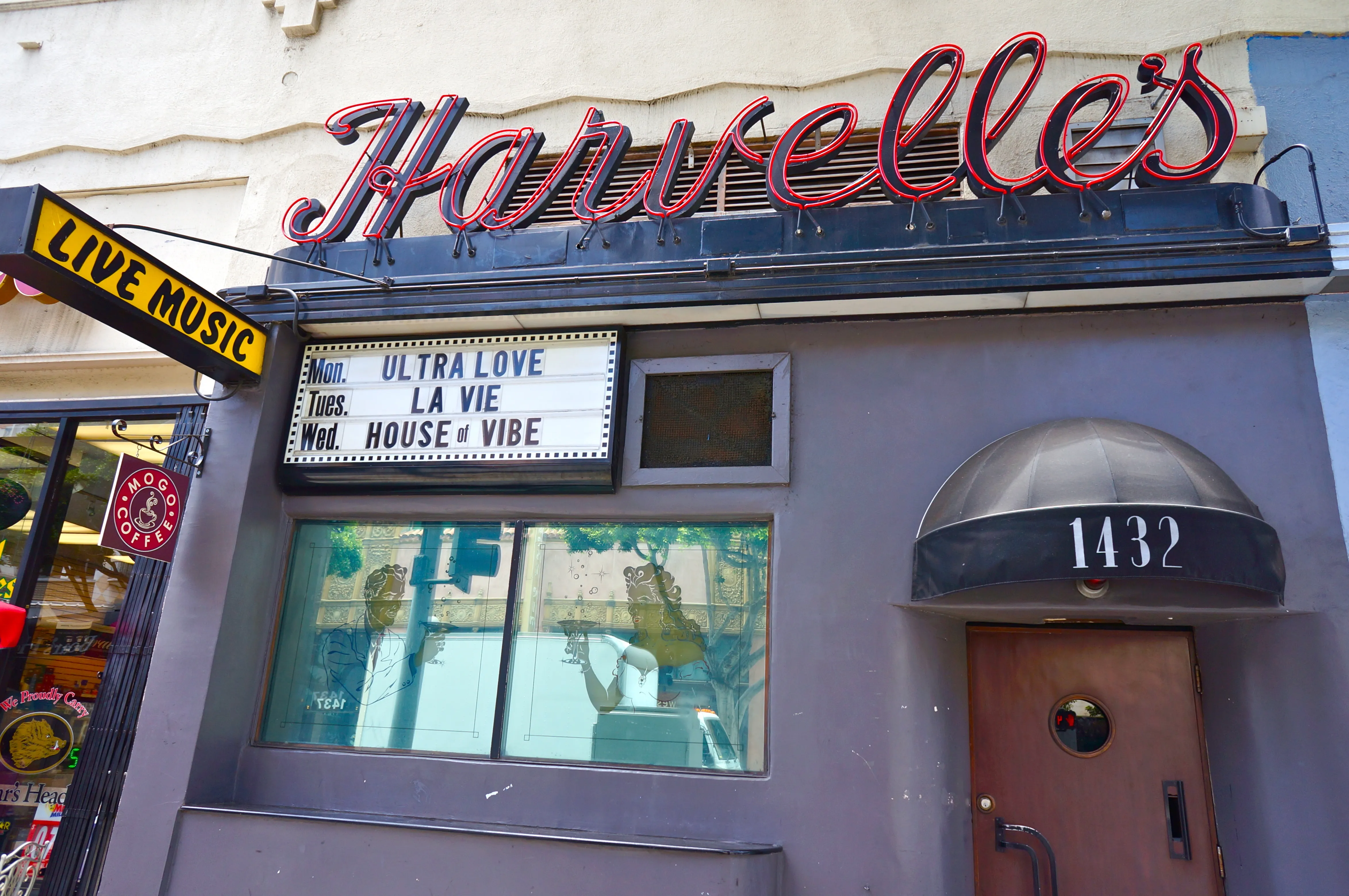 The exterior of Harvelle’s blues club in Santa Monica